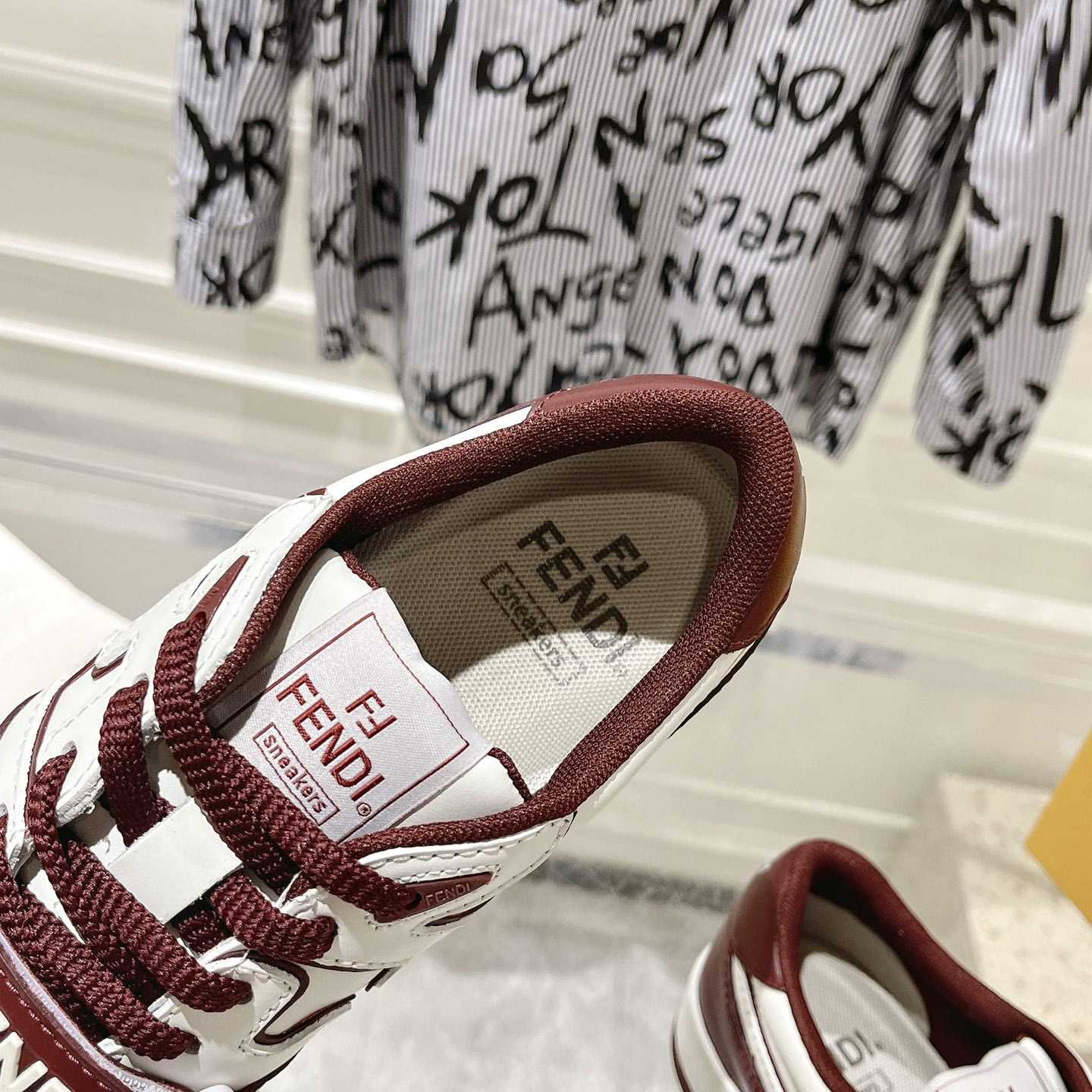 Fendi Match Burgundy Leather Low-tops - DopestKickz