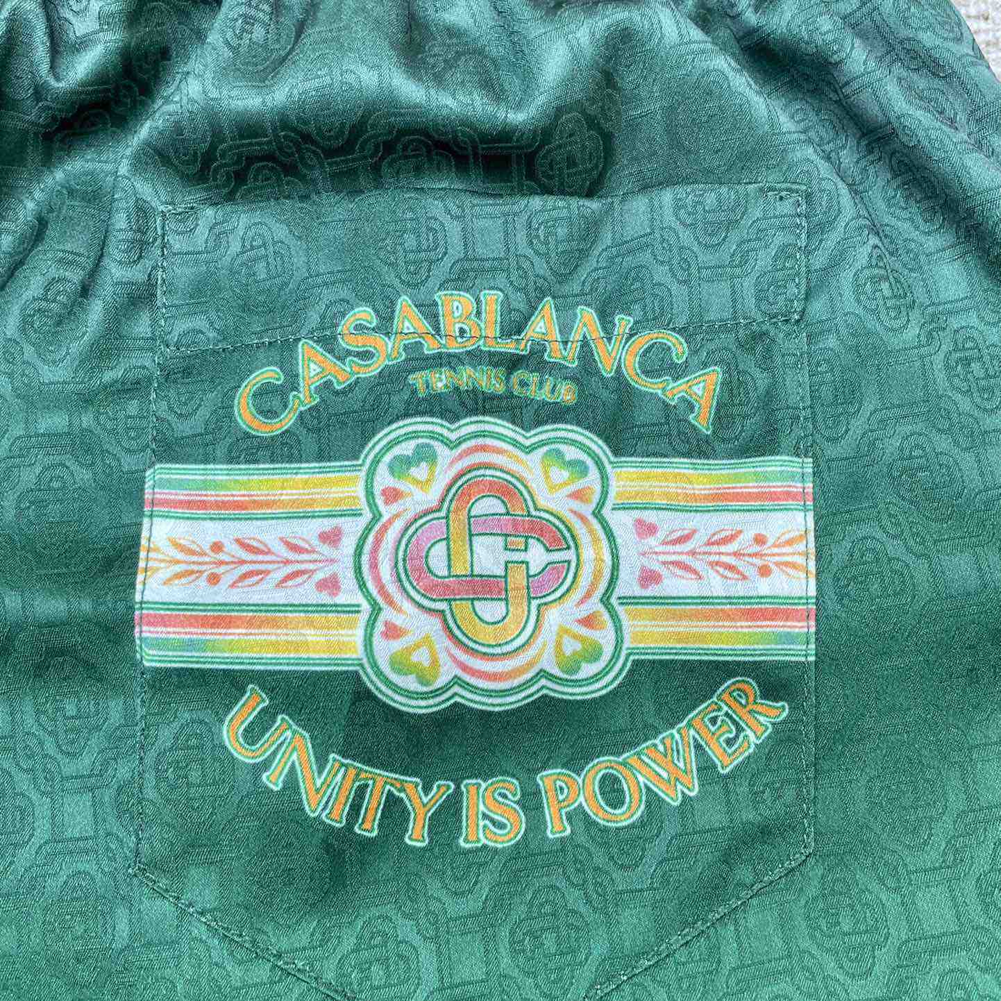 Casablanca Silk Shorts With Drawstring 'Unity Is Power'  CA3475 - DopestKickz