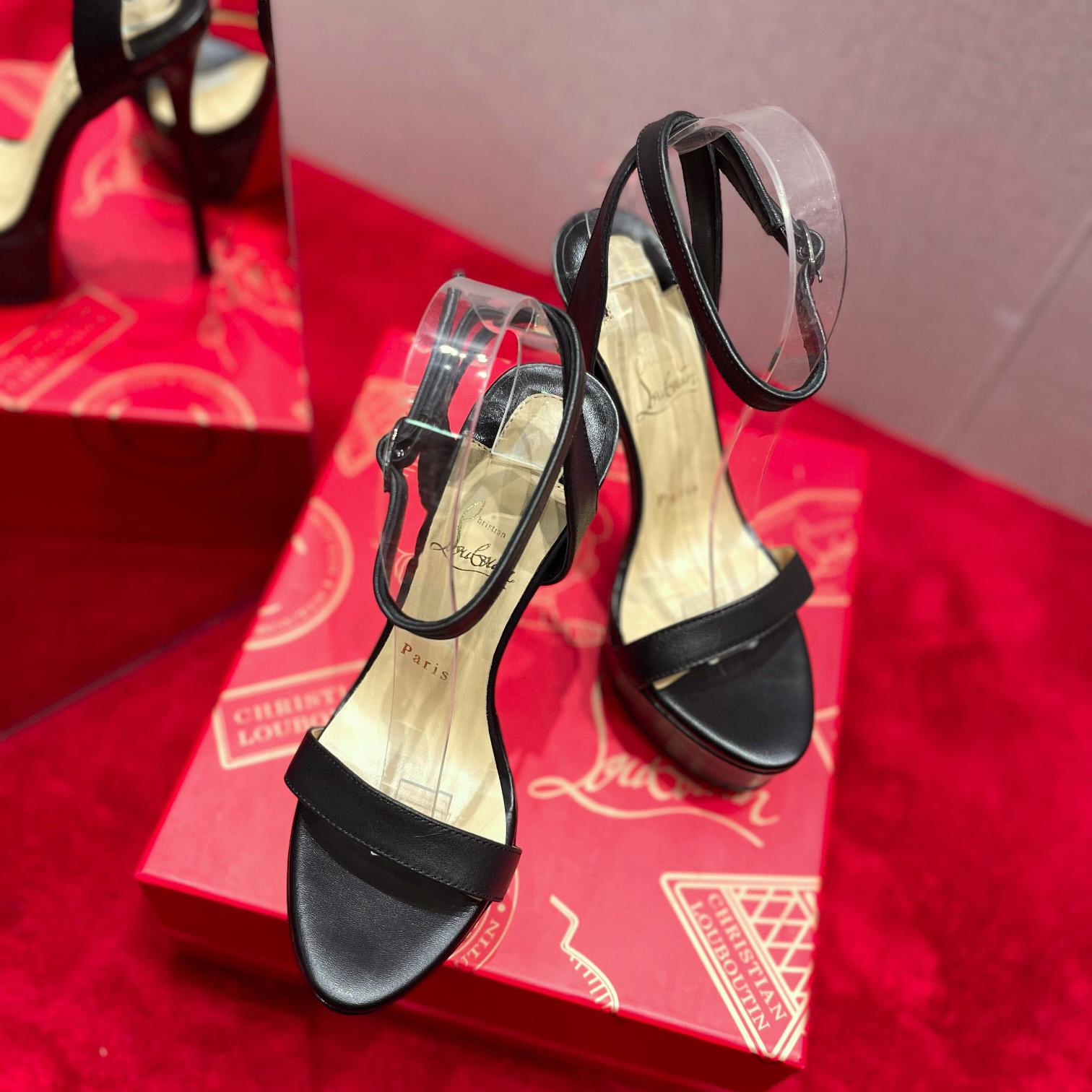 Christian Louboutin Loubi Queen Alta 150 Leather Platform Sandals - DopestKickz