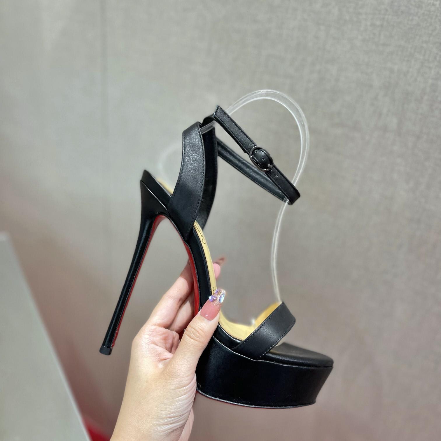 Christian Louboutin Loubi Queen Alta 150 Leather Platform Sandals - DopestKickz