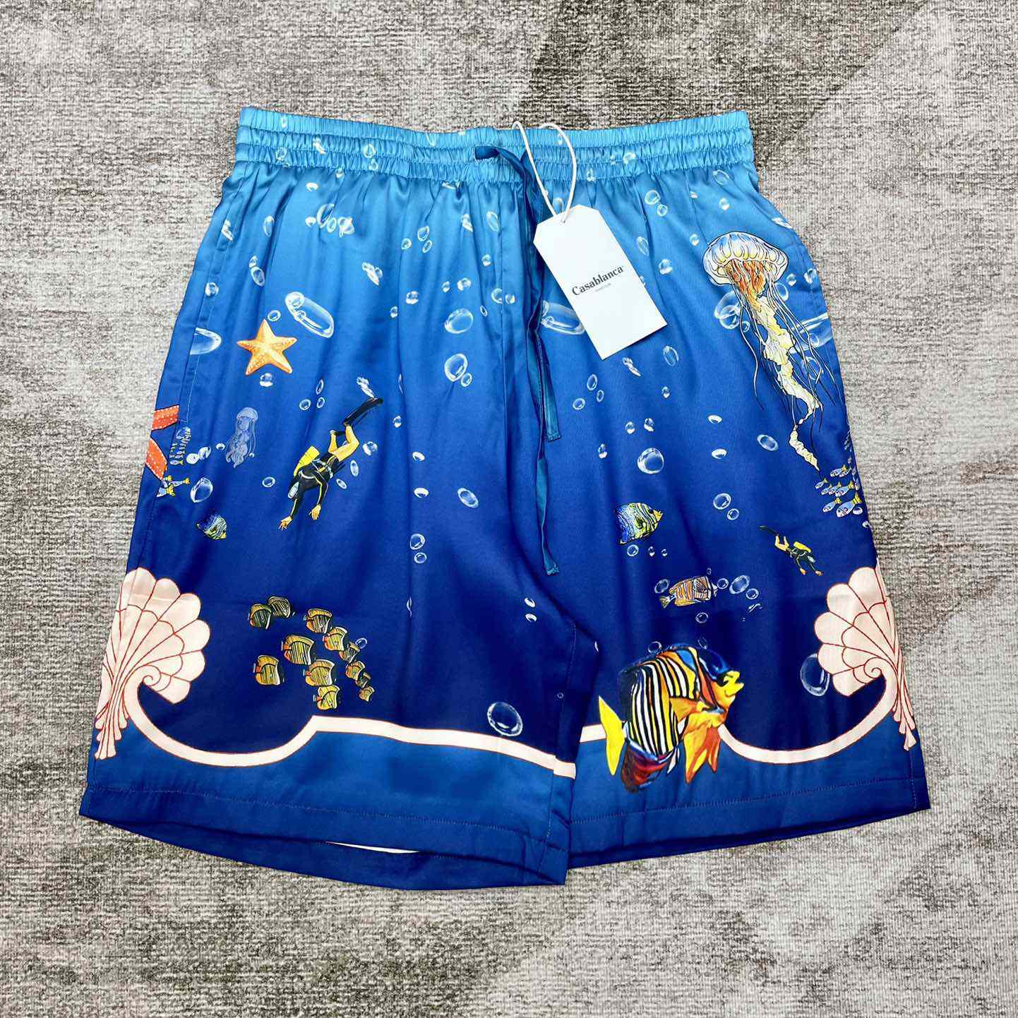 Casablanca Silk Drawstring Shorts 'Blue'   CA3455 - DopestKickz