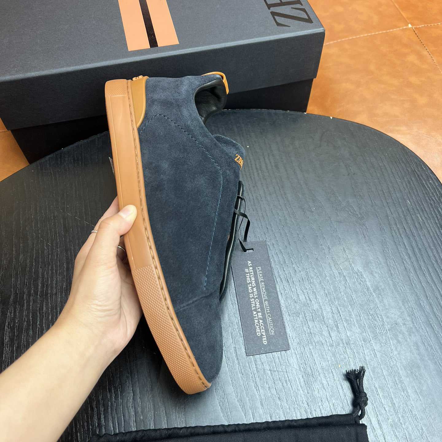 Zegna Black Suede Triple Stitch™ Sneakers - DopestKickz