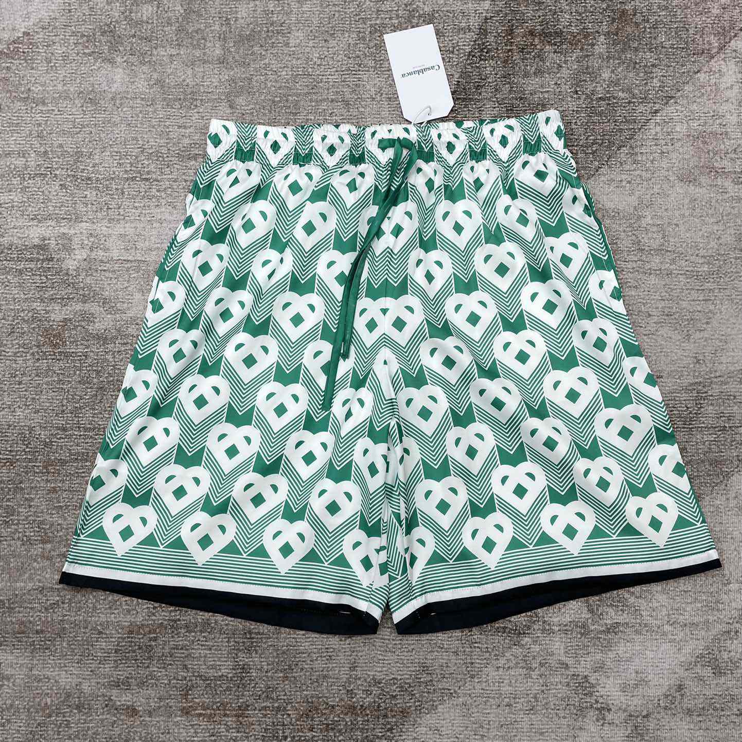 Casablanca Silk Shorts With Drawstring 'Heart Monogram Sport'     CA3483 - DopestKickz