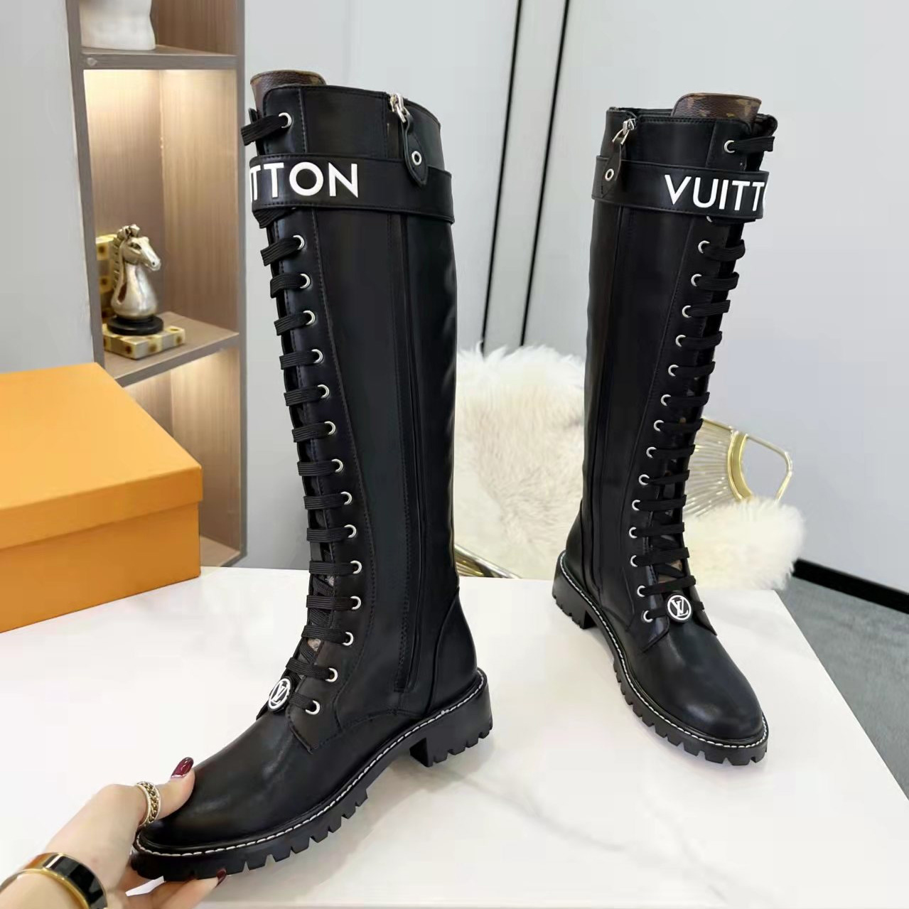 Louis Vuitton Territory Flat Higher Ranger Black Calf Leather LV Circle - DopestKickz