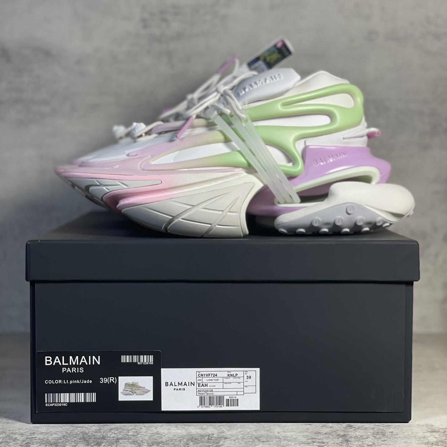 Balmain Pink Unicorn Panelled Sneakers - DopestKickz