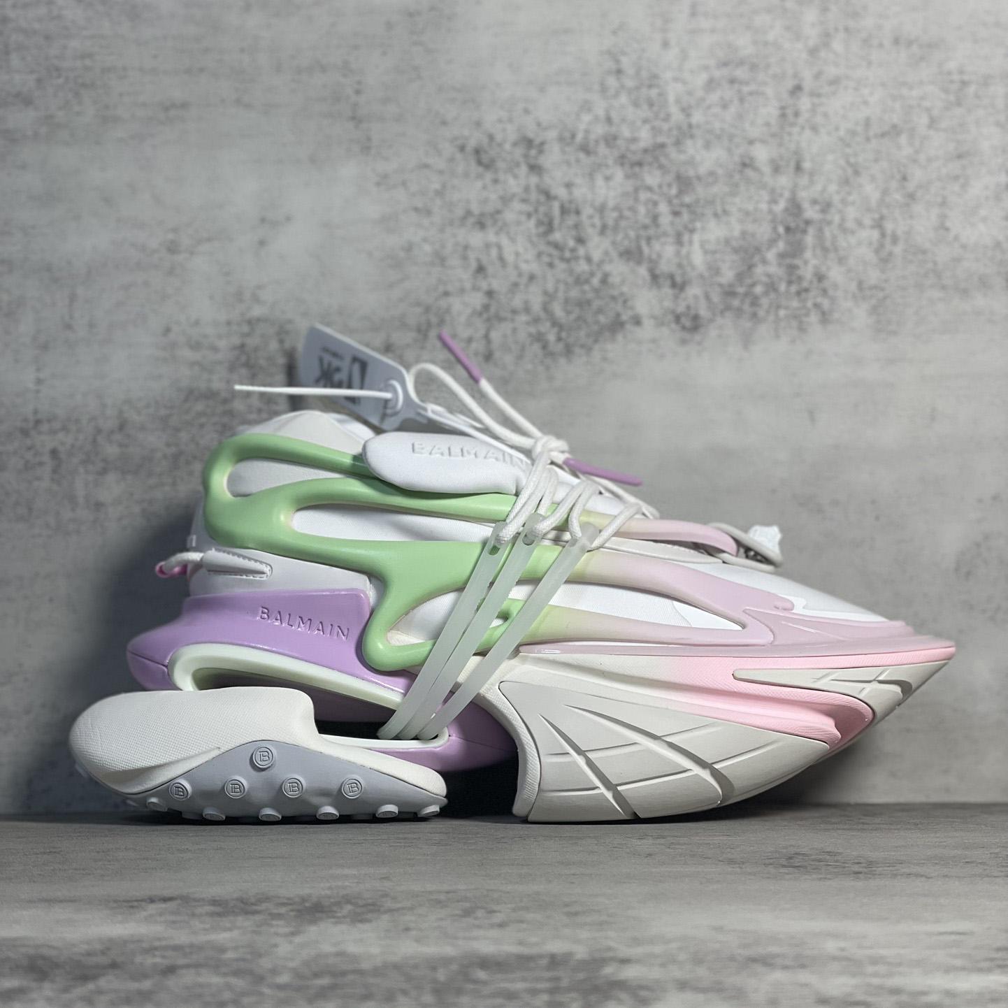 Balmain Pink Unicorn Panelled Sneakers - DopestKickz