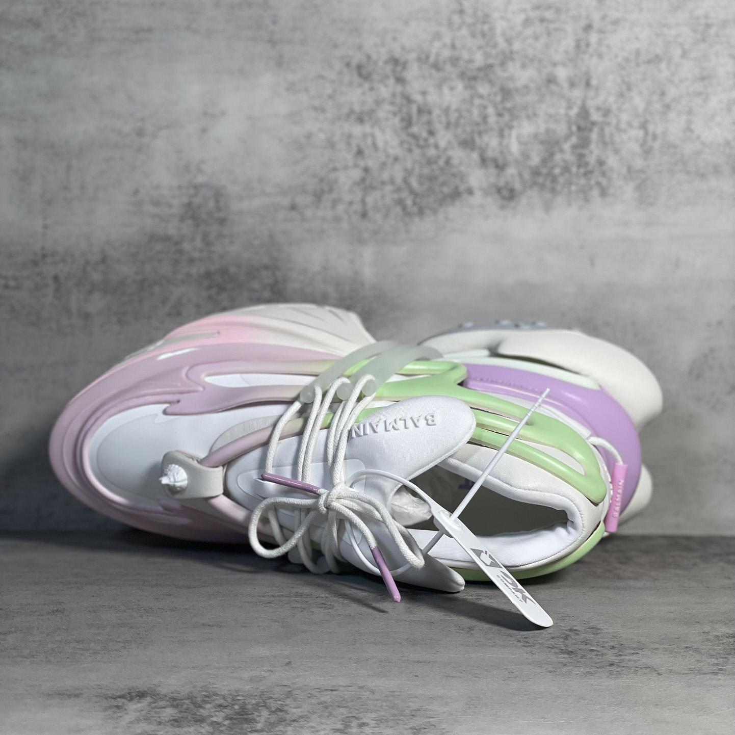 Balmain Pink Unicorn Panelled Sneakers - DopestKickz