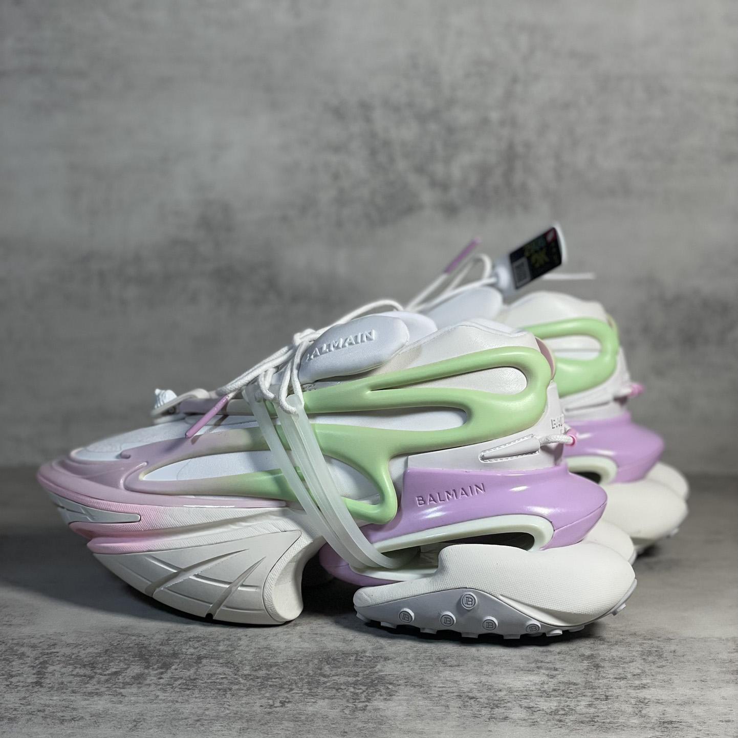Balmain Pink Unicorn Panelled Sneakers - DopestKickz