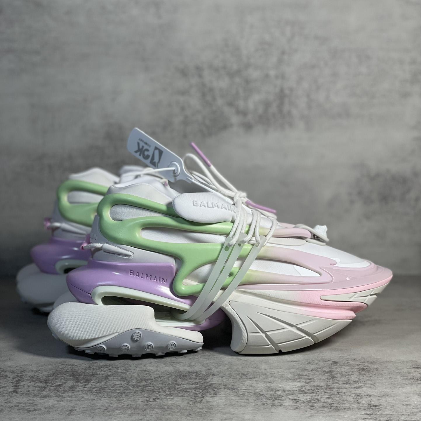 Balmain Pink Unicorn Panelled Sneakers - DopestKickz