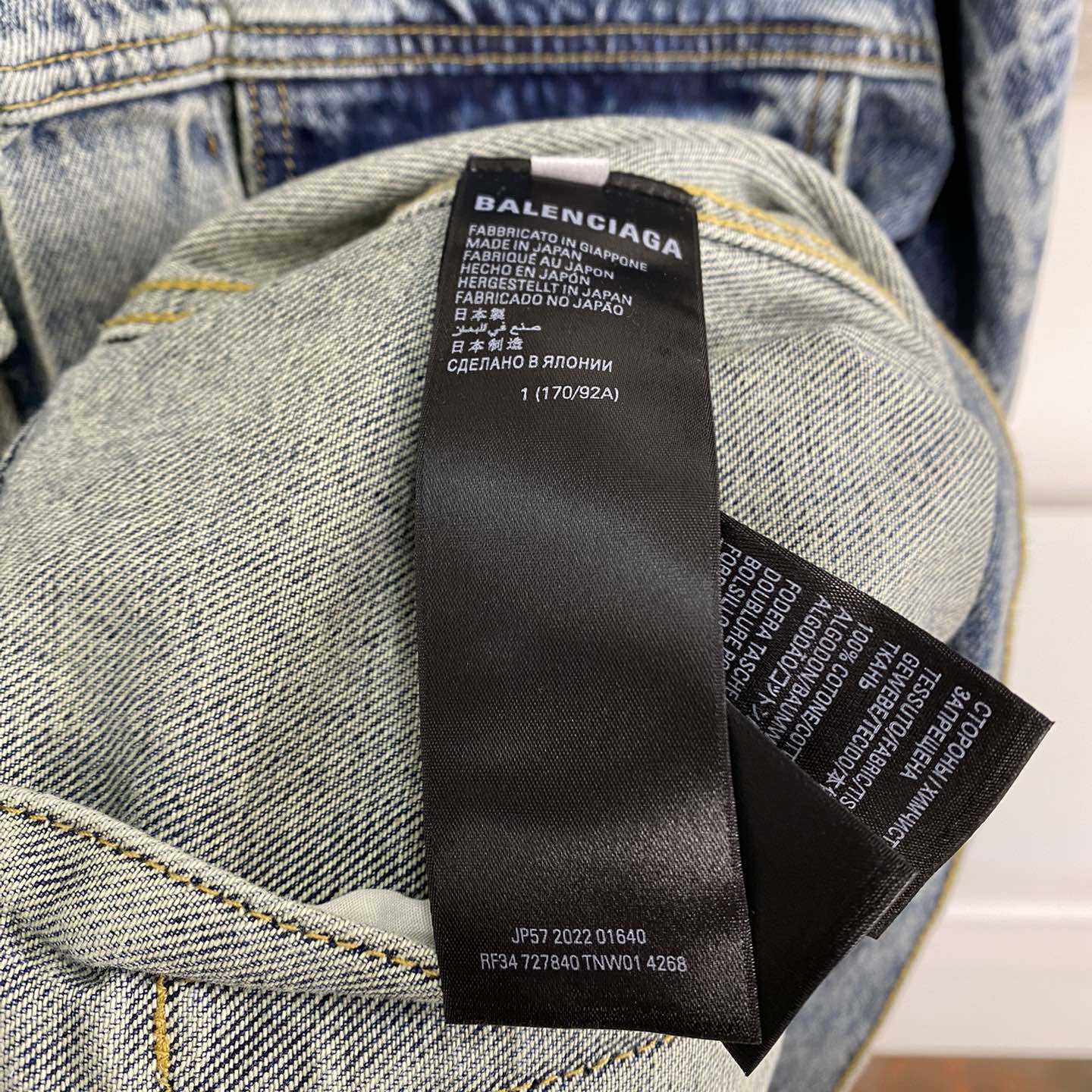 Balenciaga Blue Graffiti Denim Jacket Coat - DopestKickz