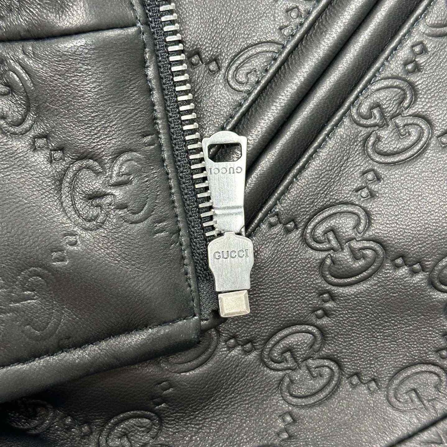 Gucci Embossed GG Leather Bomber Jacket  - DopestKickz