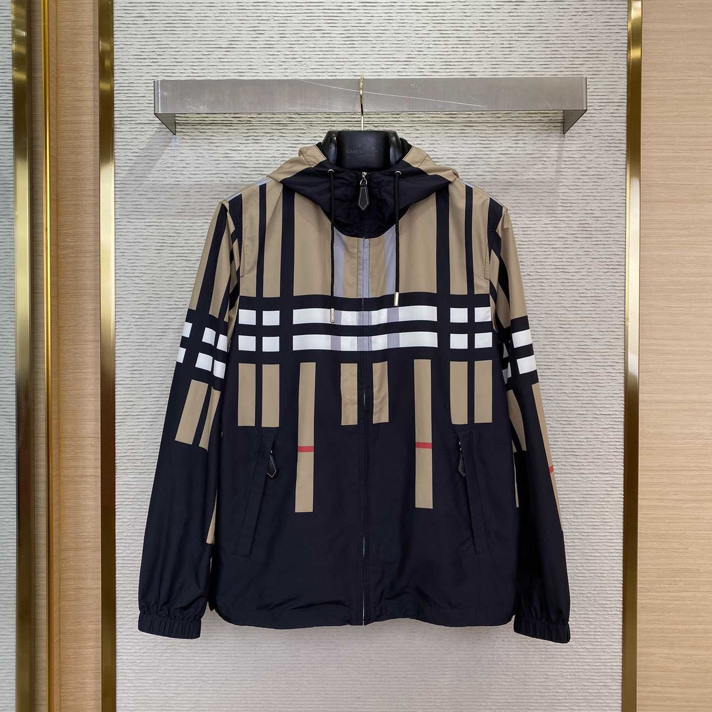 Burberry Sliced Check Nylon Hooded Jacket - DopestKickz