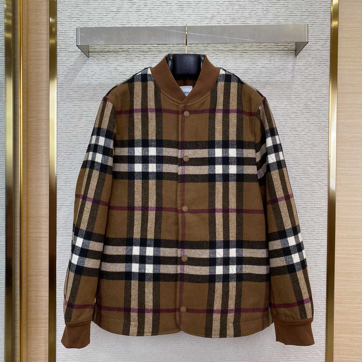 Burberry Check Wool Blend Bomber Jacket - DopestKickz
