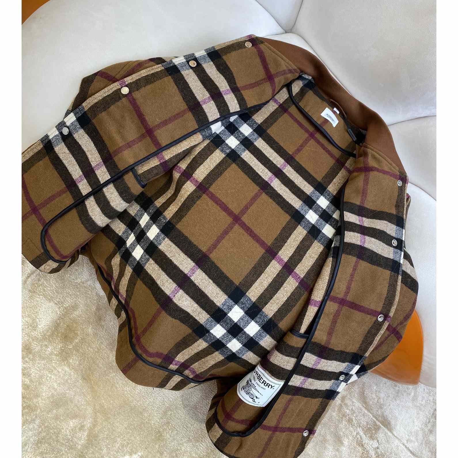 Burberry Check Wool Blend Bomber Jacket - DopestKickz