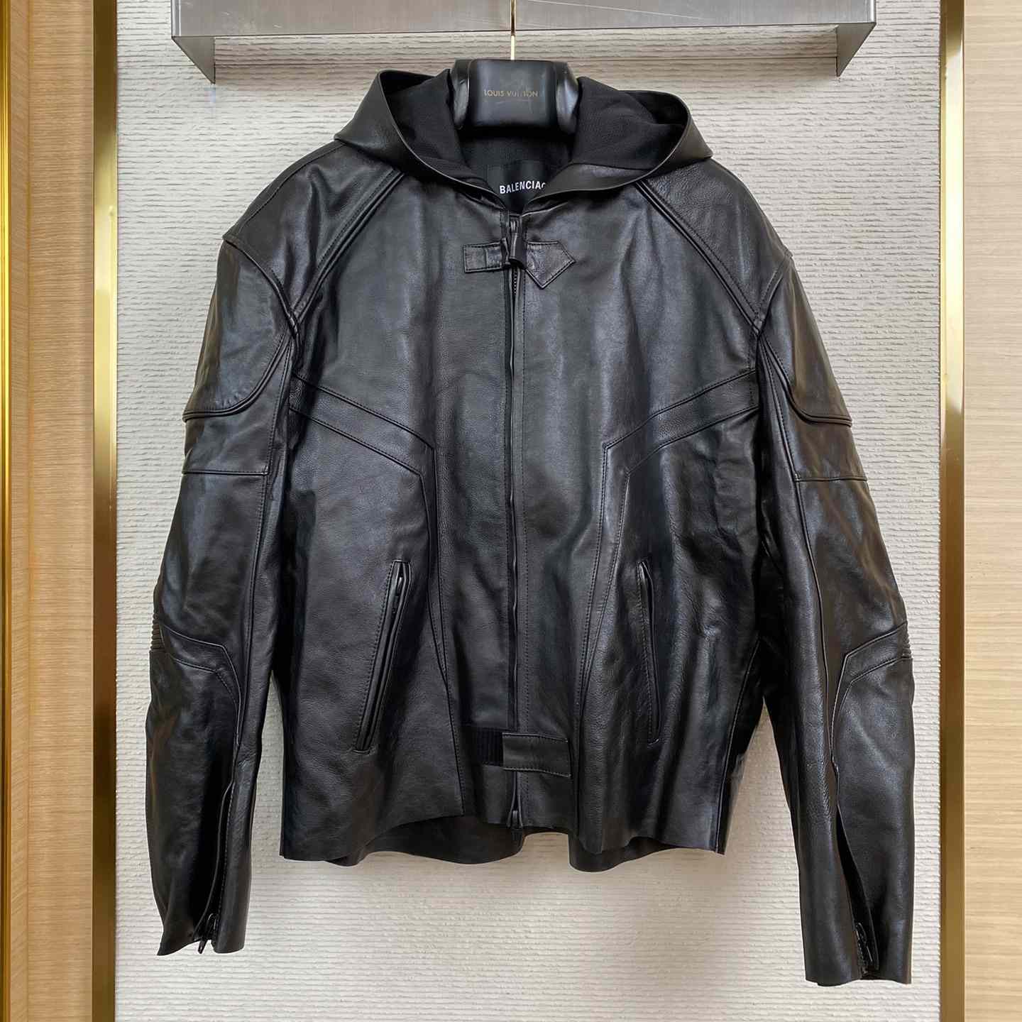 Balenciaga Hooded Biker Jacket - DopestKickz