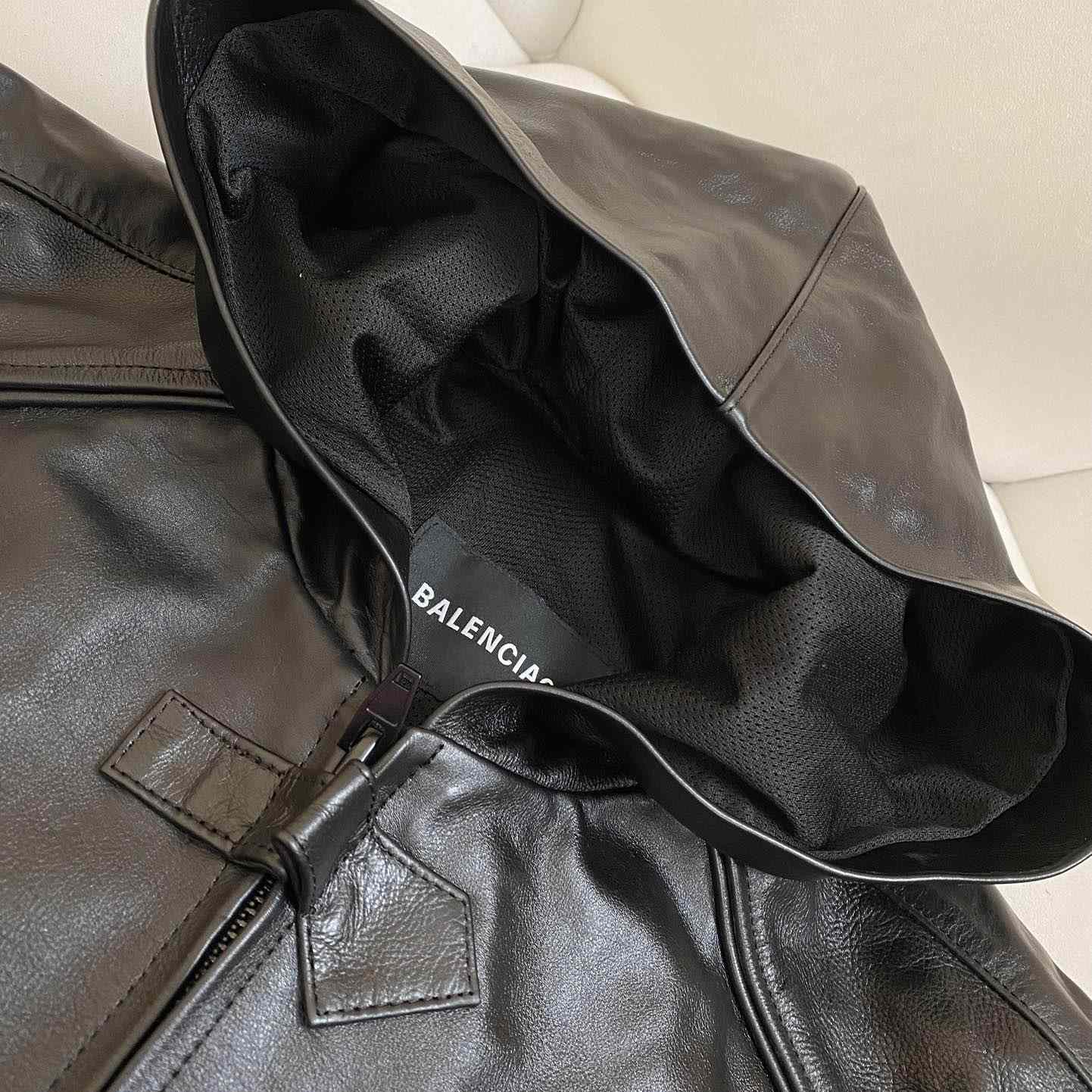 Balenciaga Hooded Biker Jacket - DopestKickz