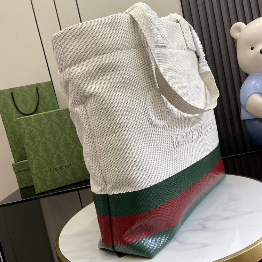 Gucci Canvas Tote Bag With Embossed Detail  （48-48-17cm） - DopestKickz