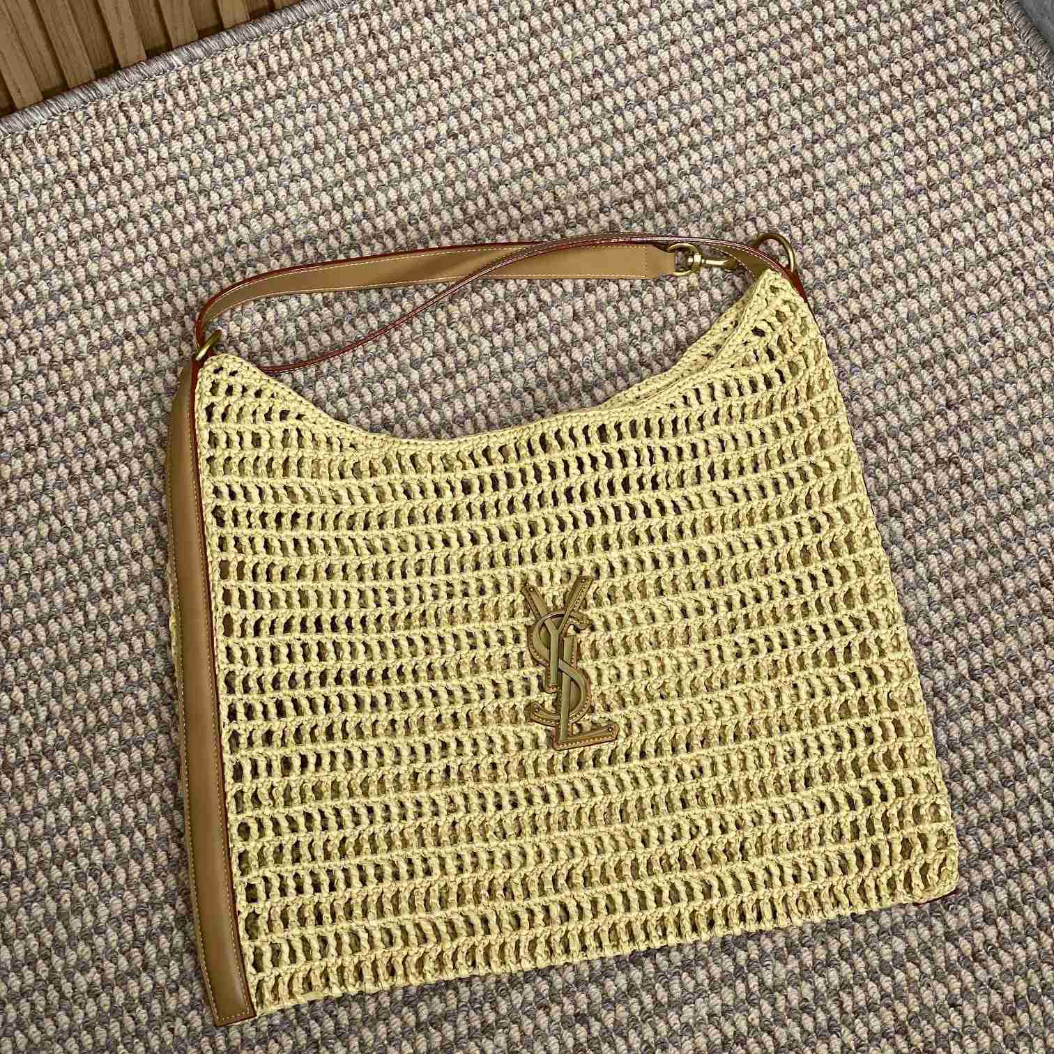Saint Laurent Oxalis In Raffia Crochet And Leather - DopestKickz