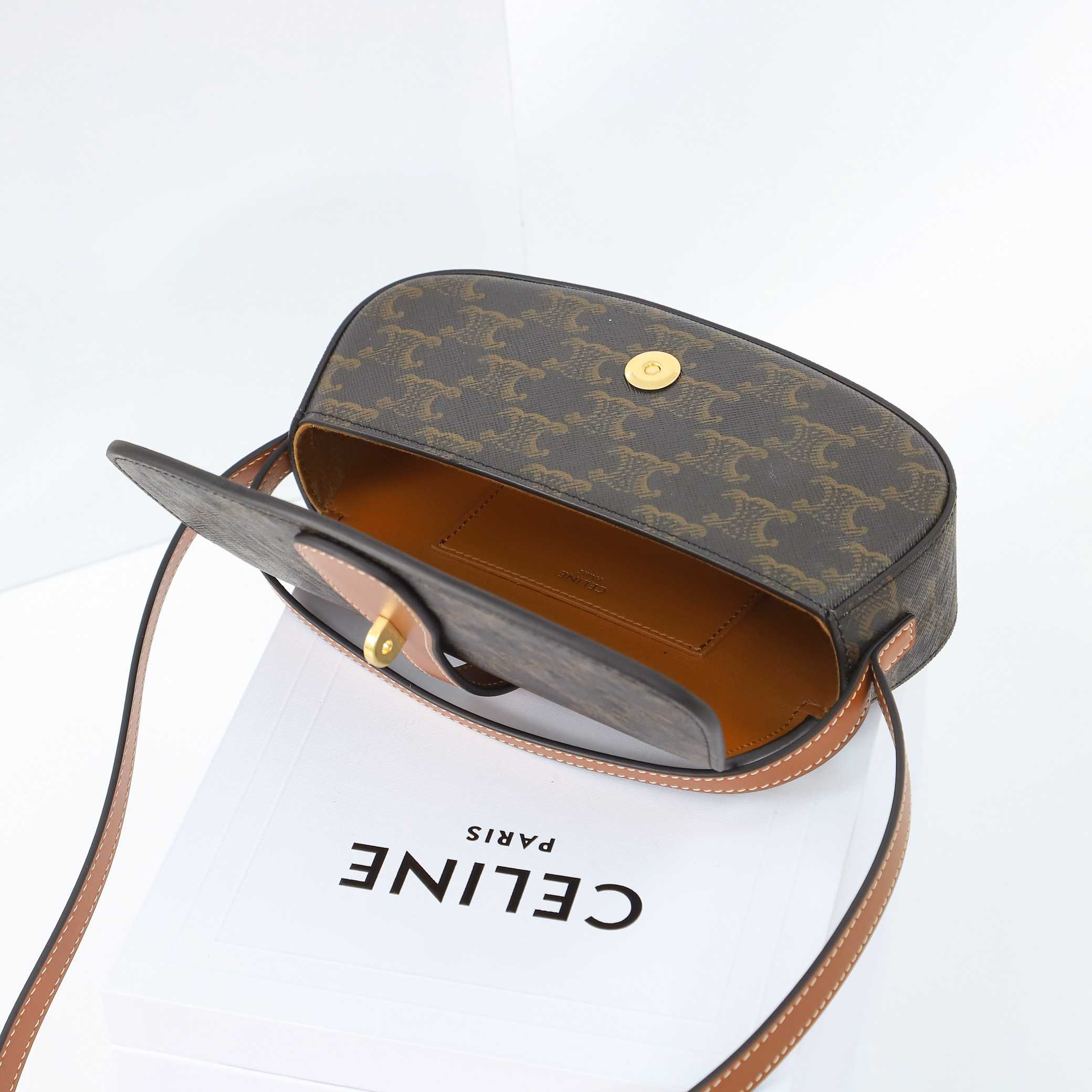 Celine Clutch On Strap Tabou In Triomphe Canvas And Calfskin - DopestKickz