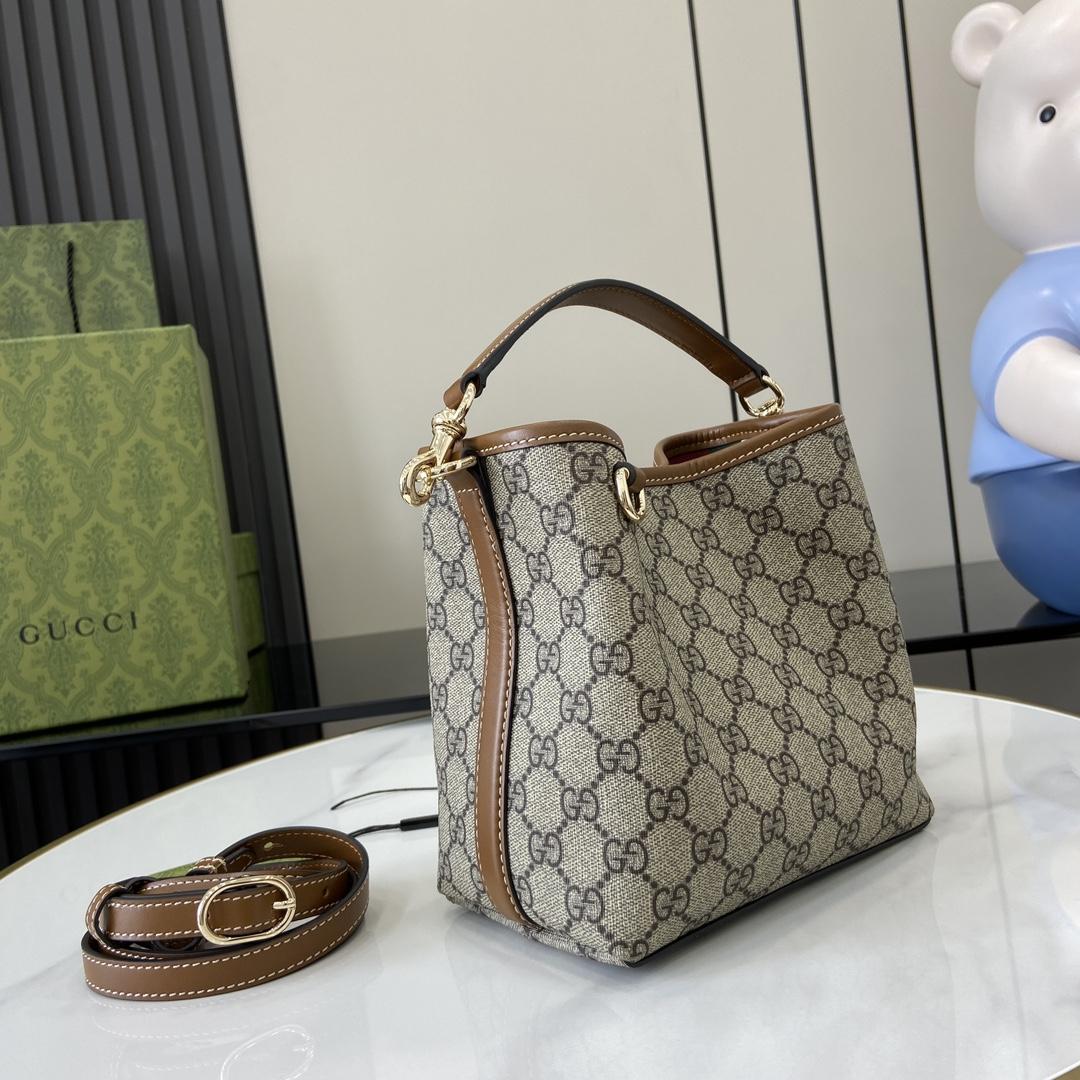 Gucci GG Emblem Mini Bucket Bag - DopestKickz