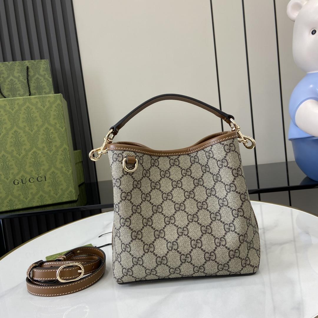 Gucci GG Emblem Mini Bucket Bag - DopestKickz