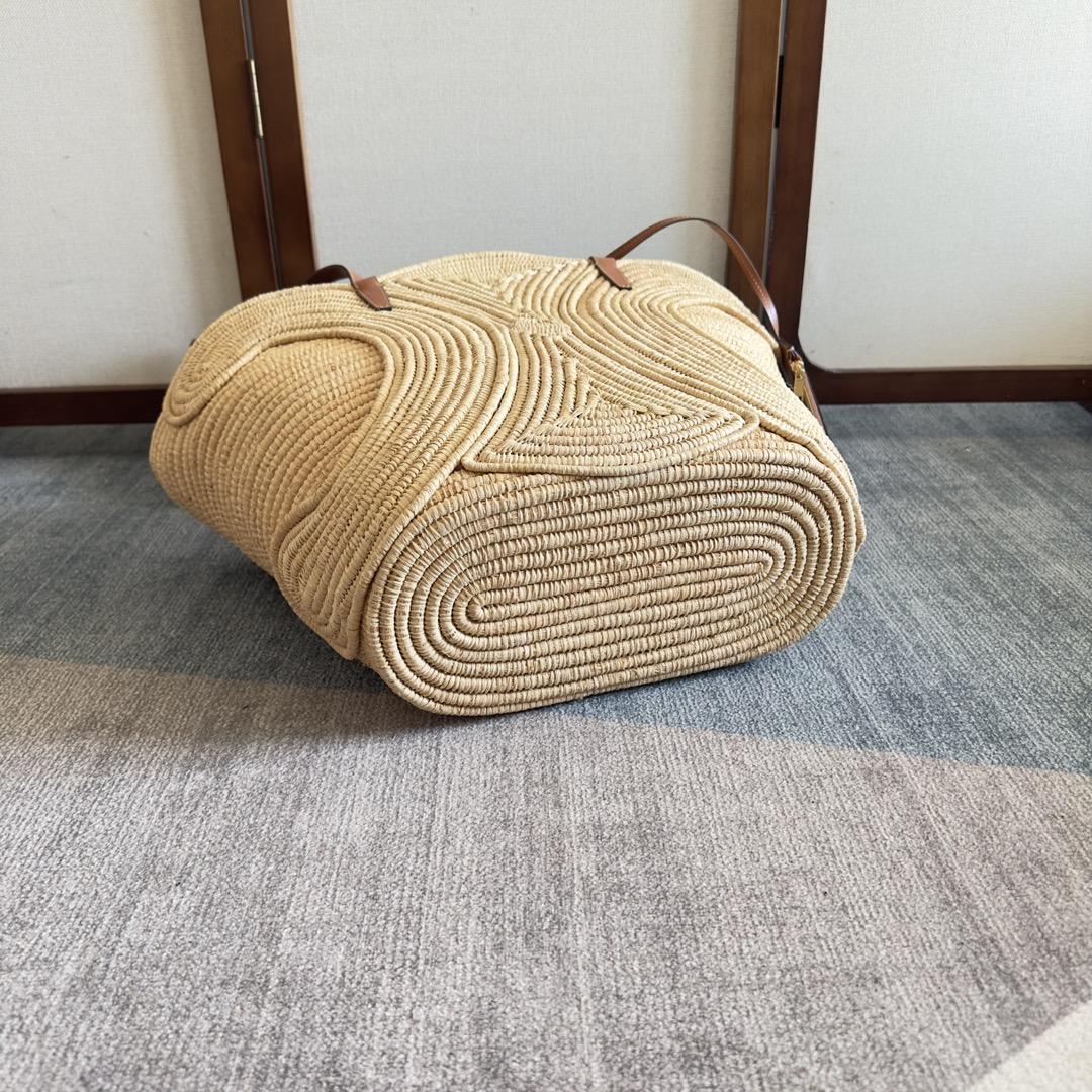 Celine Classic Panier Medium Braided Triomphe In Raffia And Calfskin - DopestKickz