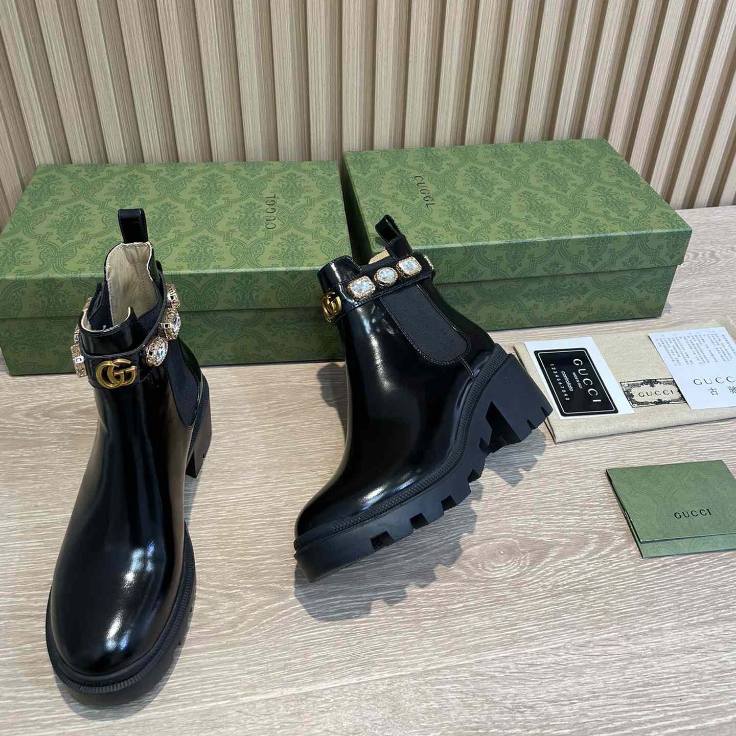 Gucci Crystal Belt 60mm Ankle Boot - DopestKickz