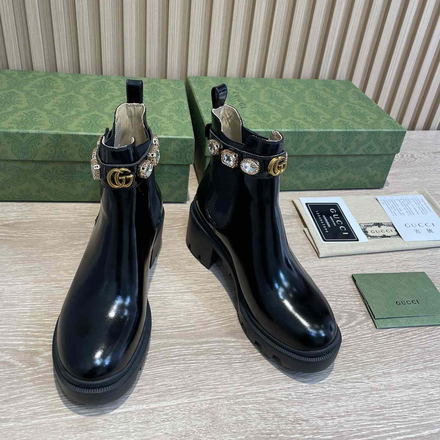 Gucci Crystal Belt 60mm Ankle Boot - DopestKickz