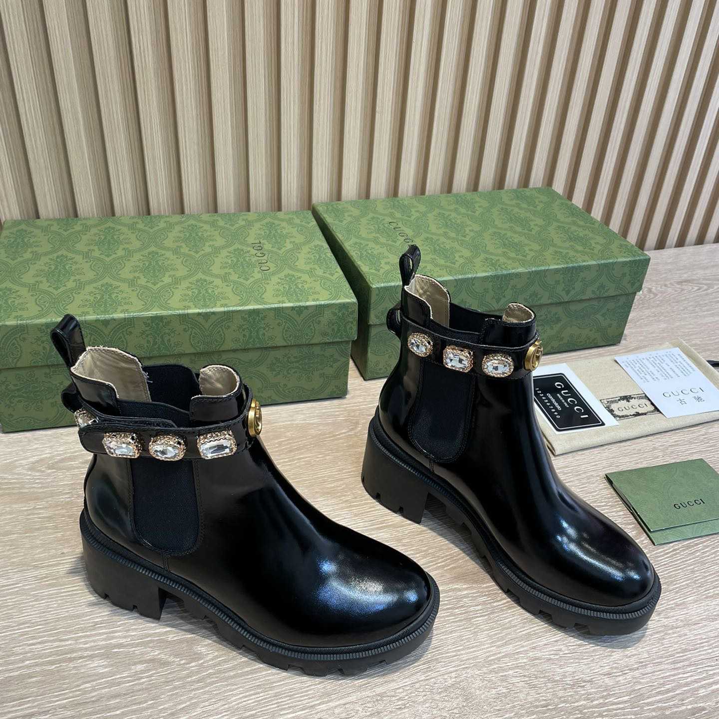 Gucci Crystal Belt 60mm Ankle Boot - DopestKickz