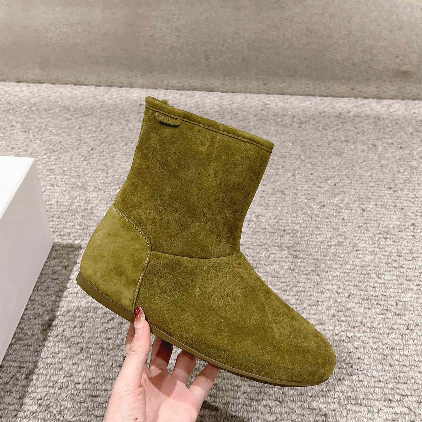 Loewe Lago Boot In Suede And Shearling - DopestKickz