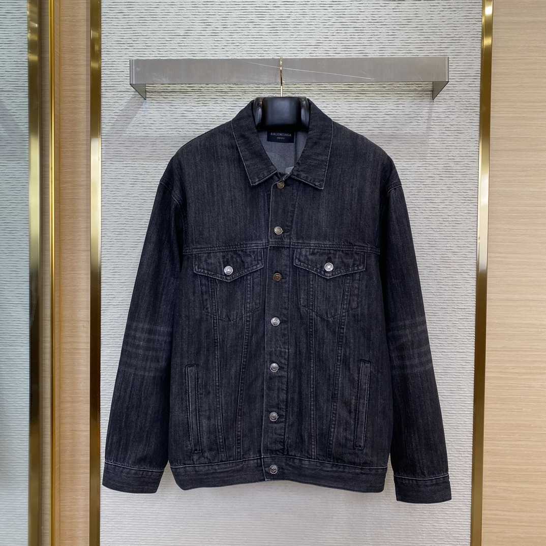 Balenciaga Logo Rhinestone Embellished Denim Jacket - DopestKickz
