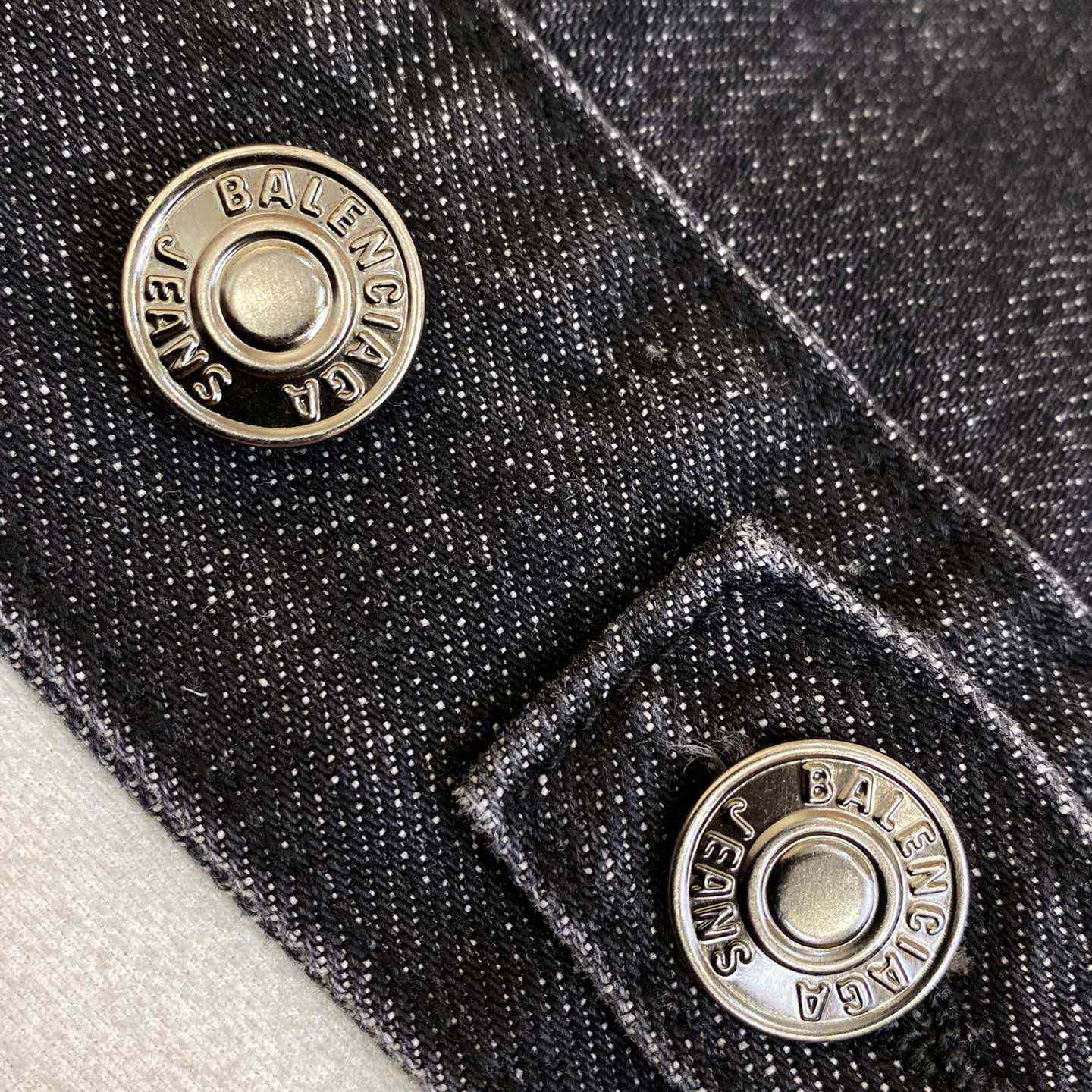Balenciaga Logo Rhinestone Embellished Denim Jacket - DopestKickz
