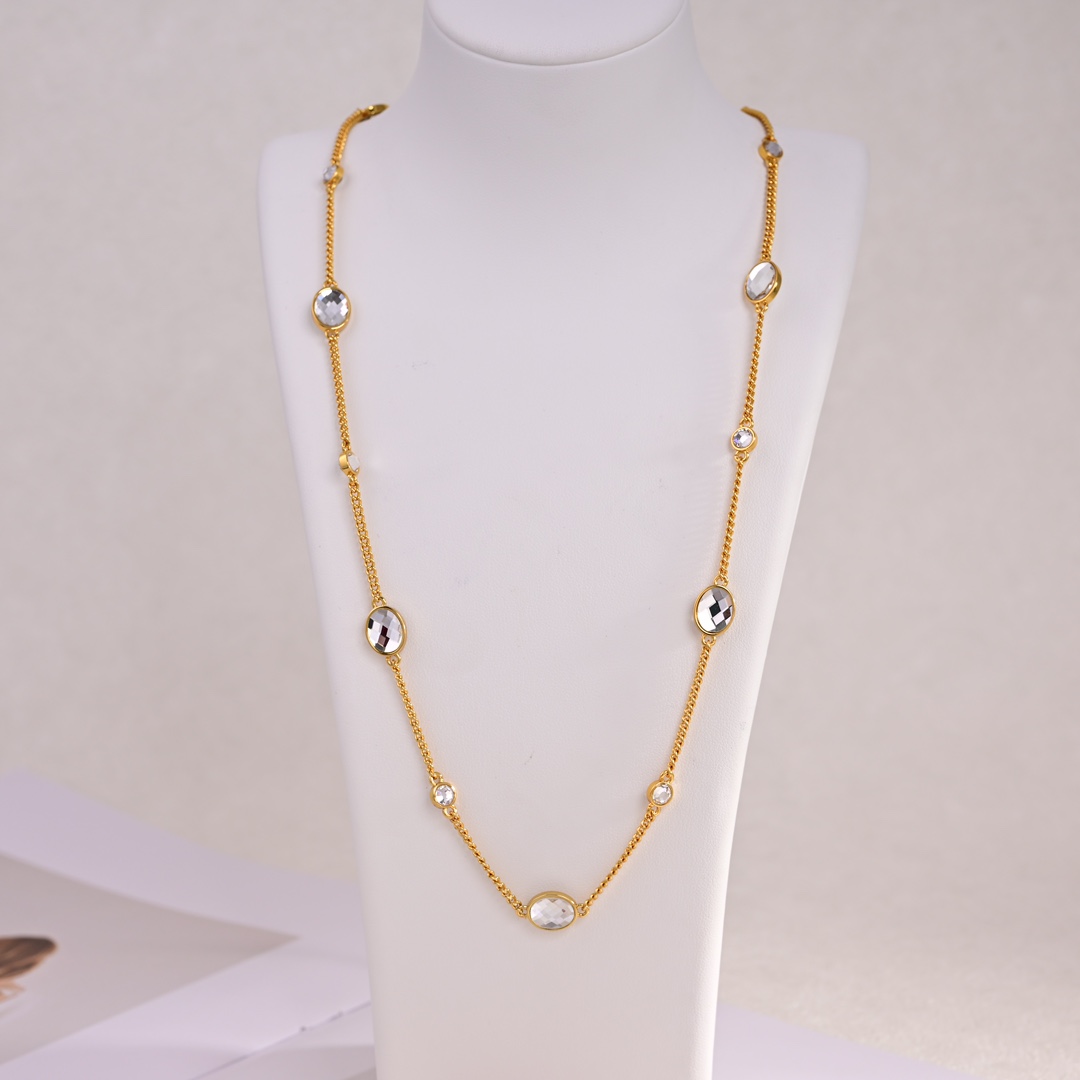 Miu Miu Metal Necklace With Crystals - DopestKickz