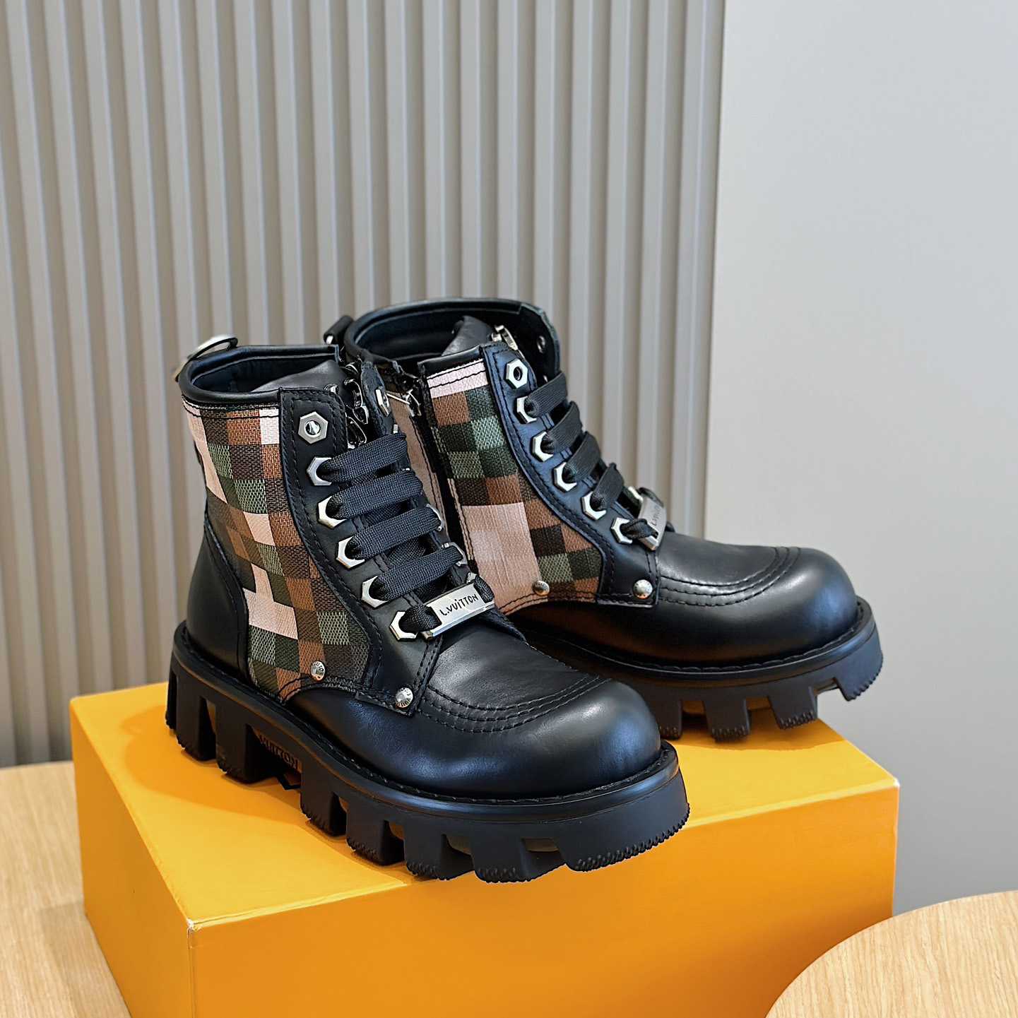 Louis Vuitton LV Checker Combat Boot   1ACNEX - DopestKickz