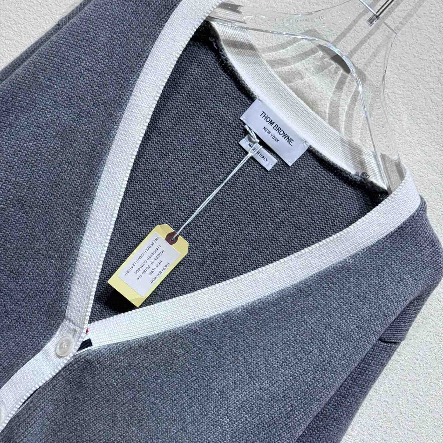 Thom Browne Cotton Hector Pointelle 4-bar V-neck Cardigan - DopestKickz