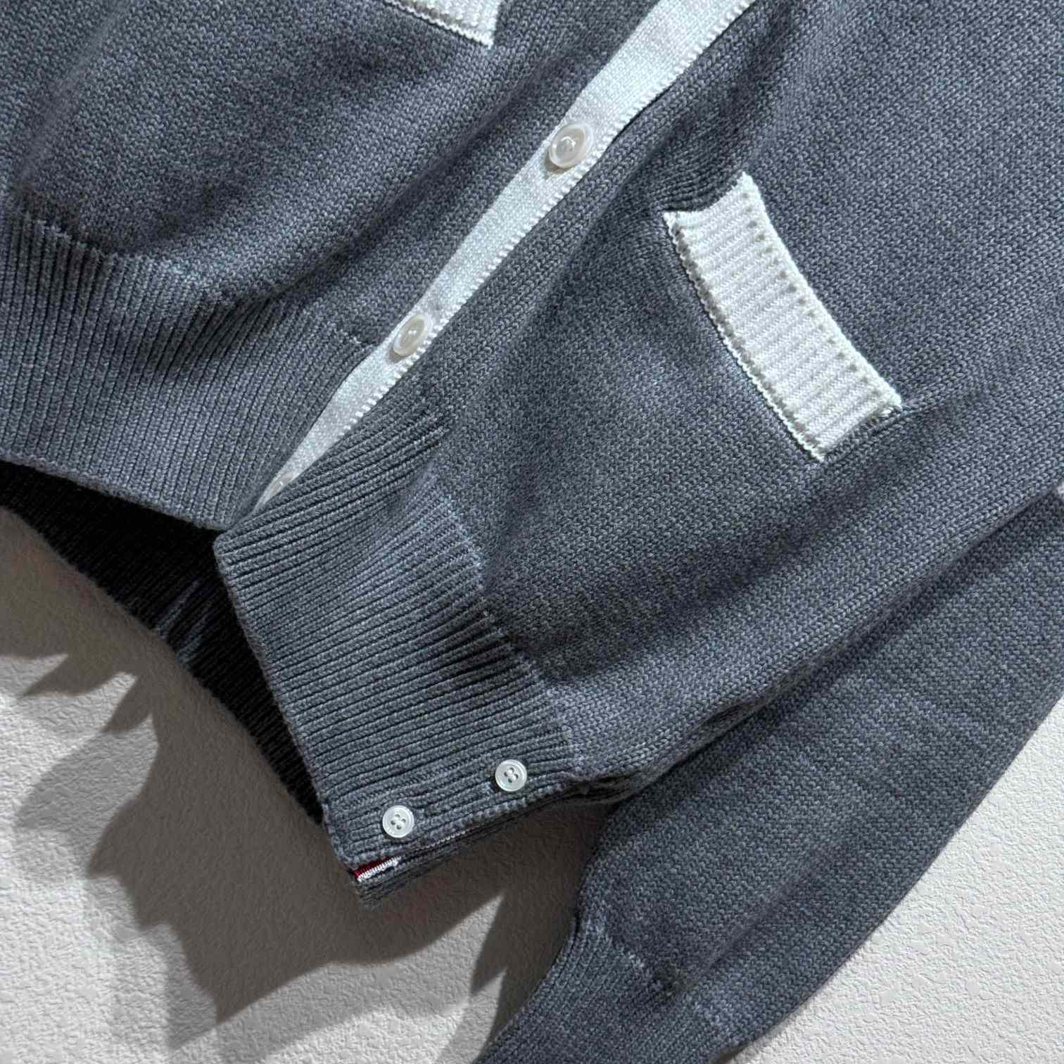 Thom Browne Cotton Hector Pointelle 4-bar V-neck Cardigan - DopestKickz