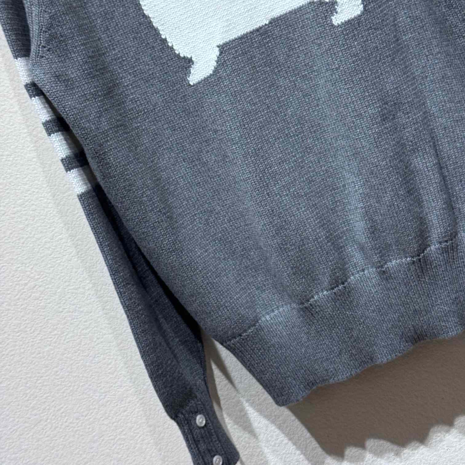 Thom Browne Cotton Hector Pointelle 4-bar V-neck Cardigan - DopestKickz