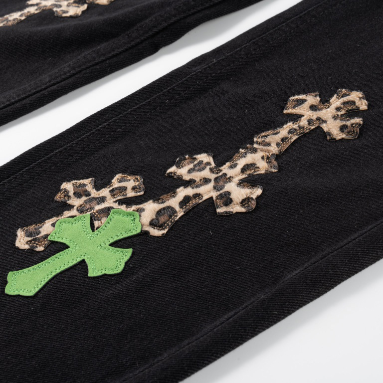 Chrome Heart Cross Patch Jeans - DopestKickz