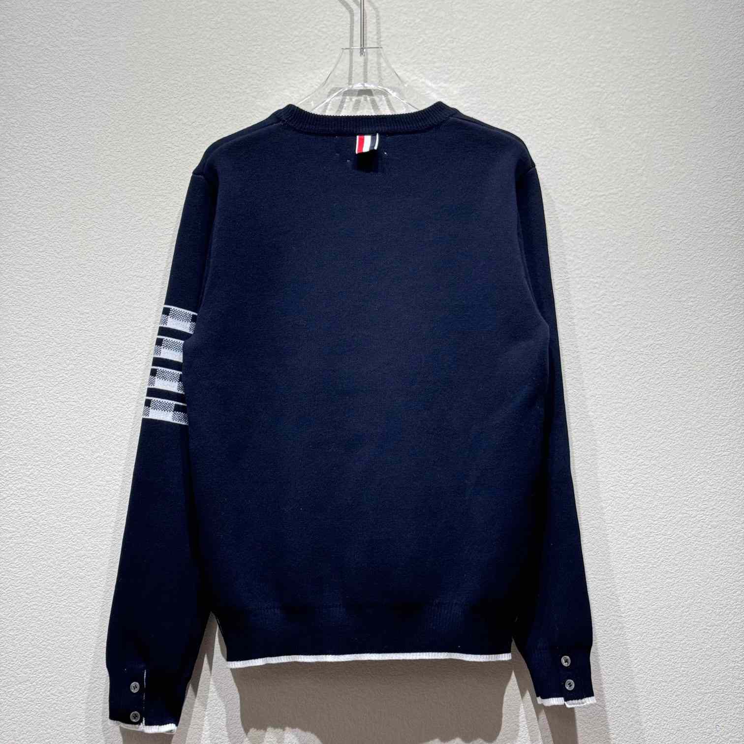 Thom Browne Cotton Crepe Buffalo Check Jacquard Hector Icon Crewneck 4-bar Pullover - DopestKickz