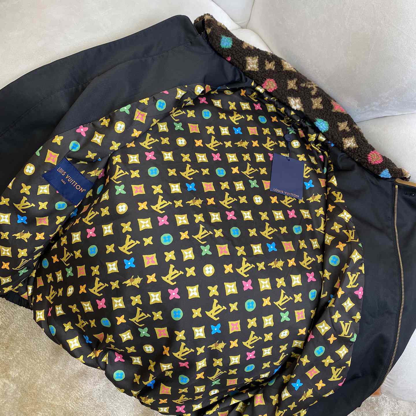 Louis Vuitton Cotton Aviator Jacket With Monogram Fleece Collar   - DopestKickz