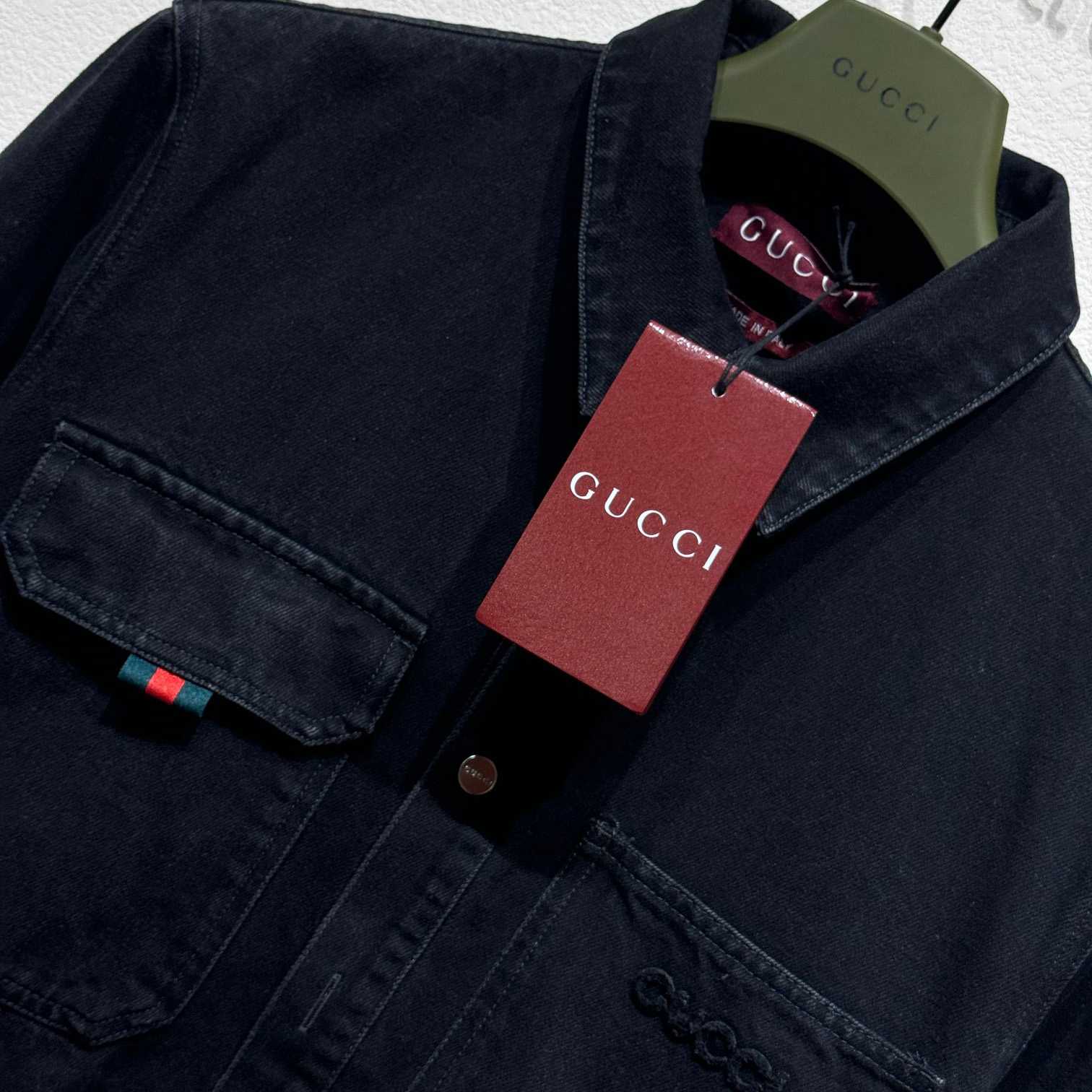 Gucci Denim Shirt With Gucci Embroidery - DopestKickz