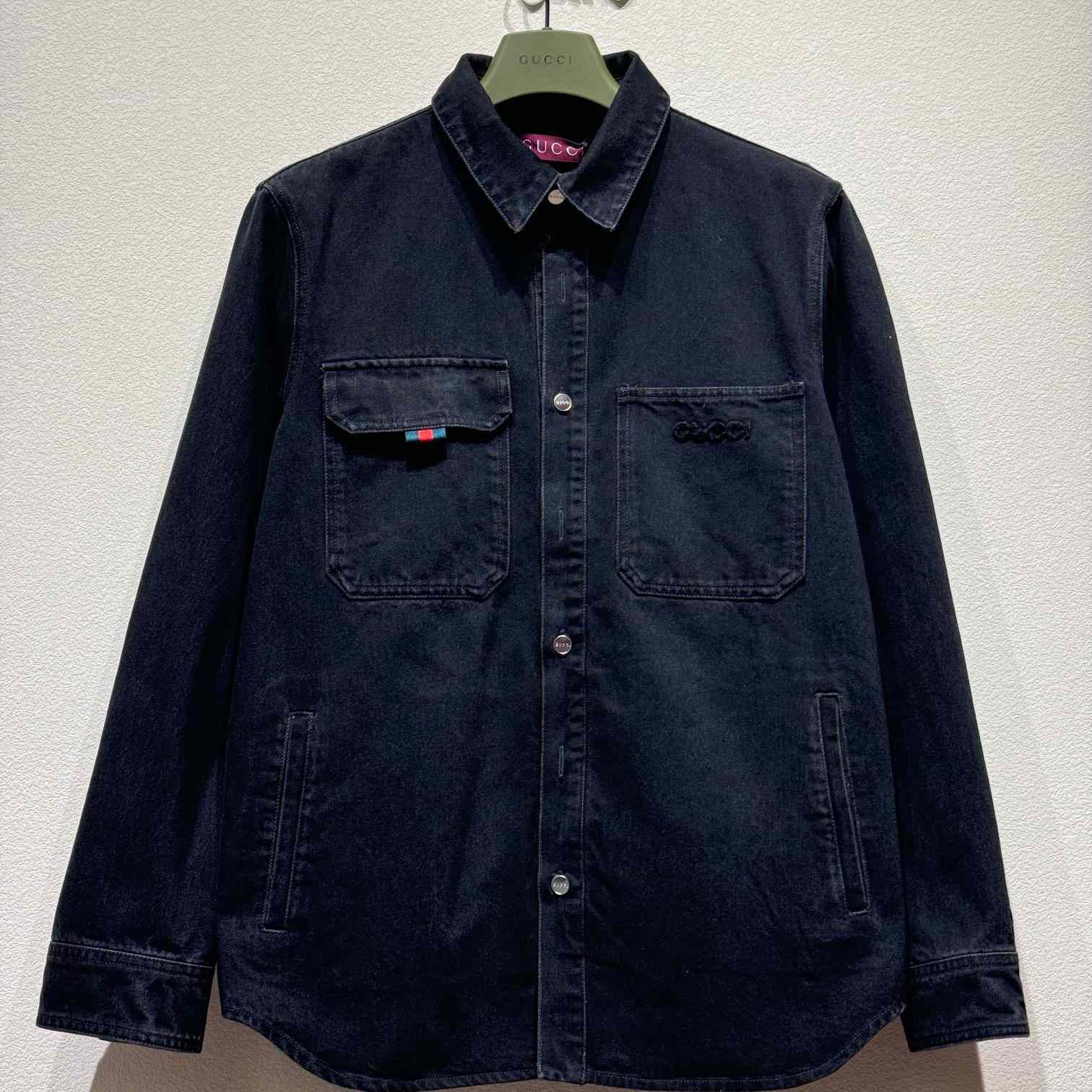 Gucci Denim Shirt With Gucci Embroidery - DopestKickz