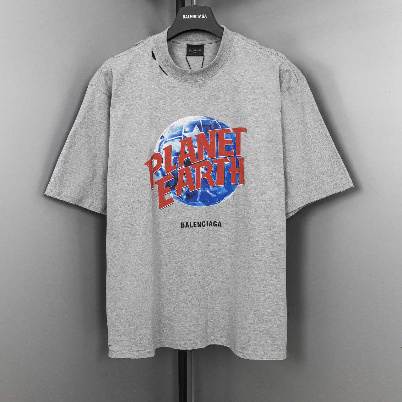 Balenciaga Planet Earth T-Shirt Oversized In Heather Grey  - DopestKickz