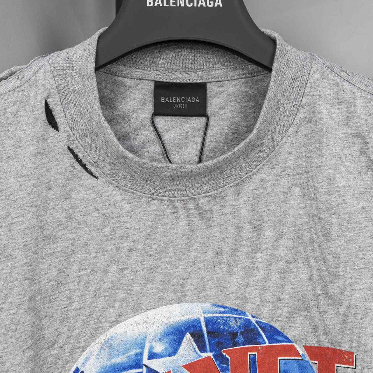 Balenciaga Planet Earth T-Shirt Oversized In Heather Grey  - DopestKickz