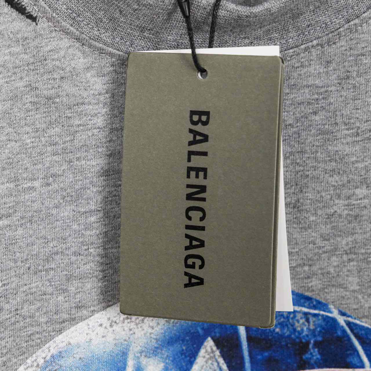 Balenciaga Planet Earth T-Shirt Oversized In Heather Grey  - DopestKickz