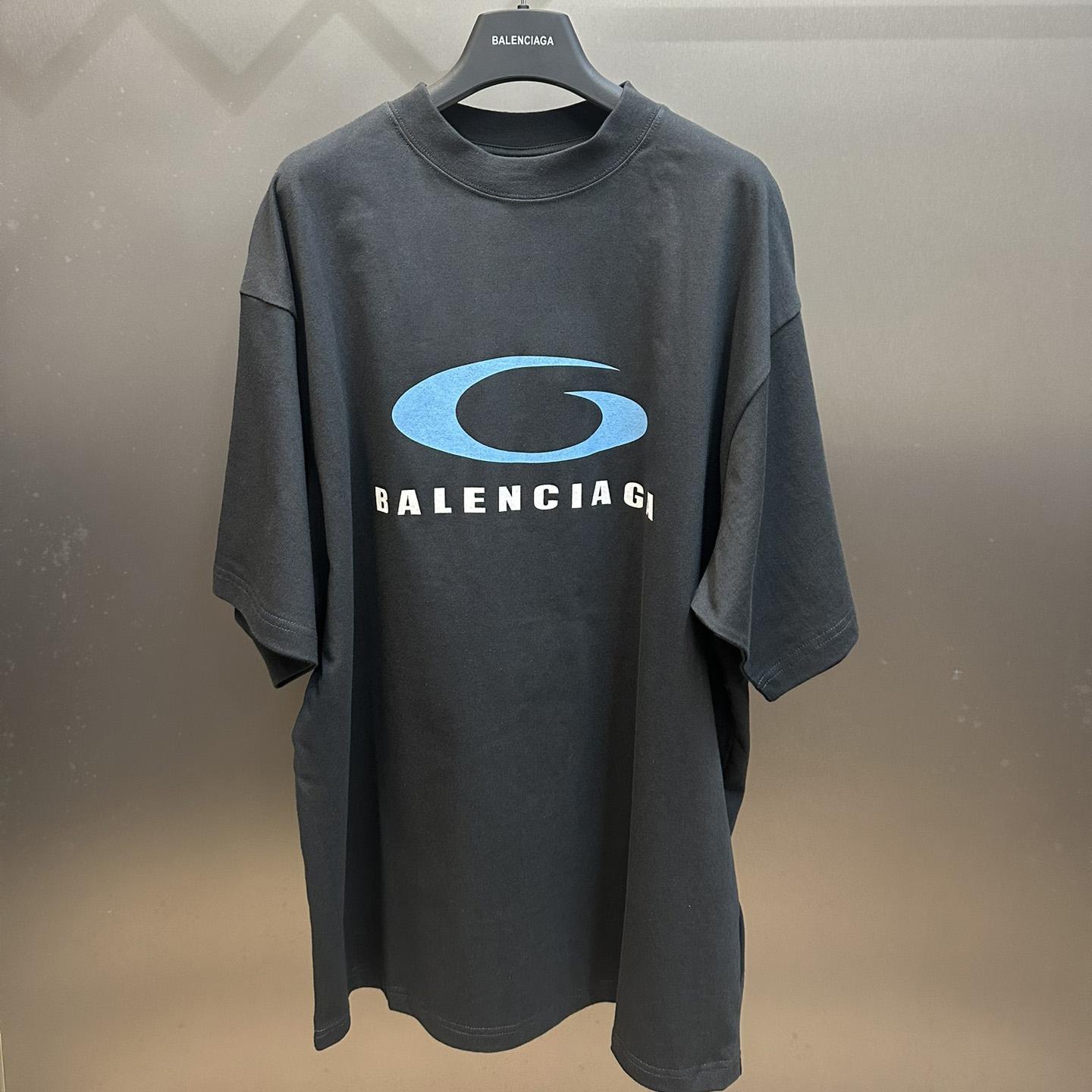 Balenciaga Loop Sports Icon T-Shirt Medium Fit In Washed Black - DopestKickz