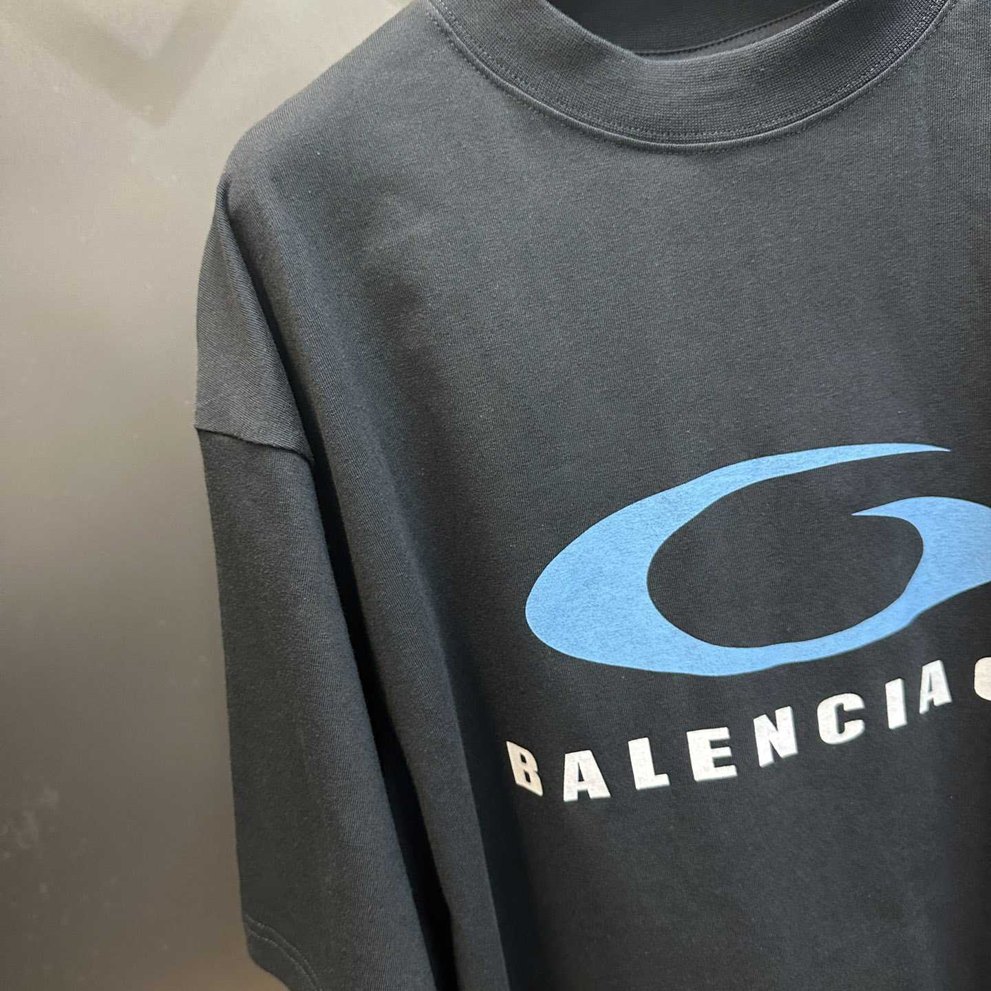 Balenciaga Loop Sports Icon T-Shirt Medium Fit In Washed Black - DopestKickz