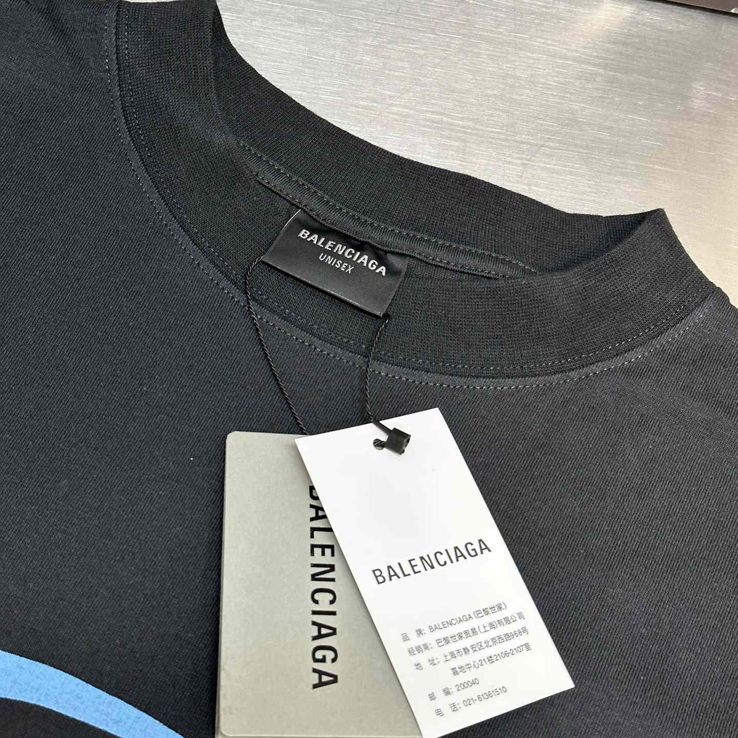 Balenciaga Loop Sports Icon T-Shirt Medium Fit In Washed Black - DopestKickz