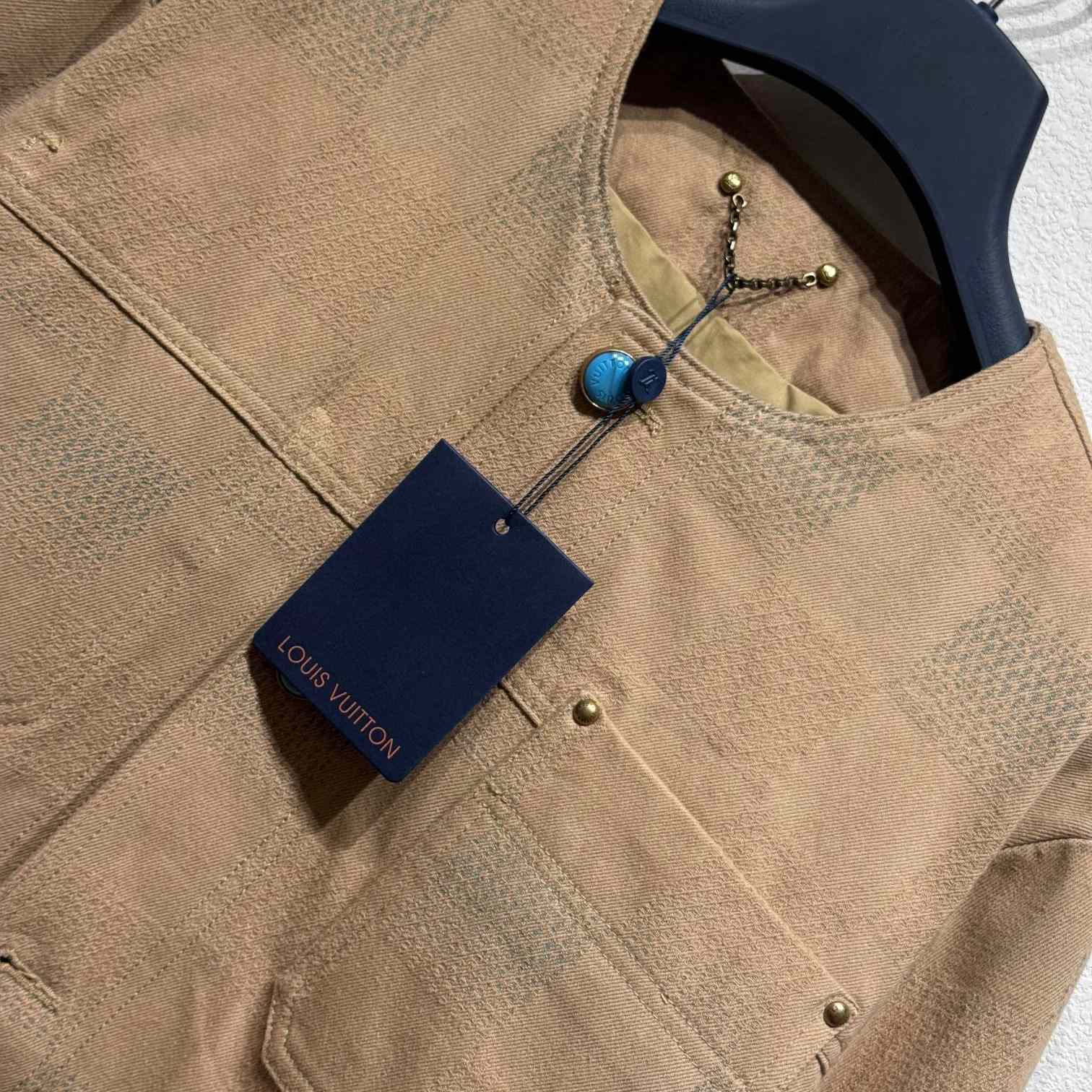 Louis Vuitton Damier Collarless Workwear Cotton Jacket   1AFXPG - DopestKickz