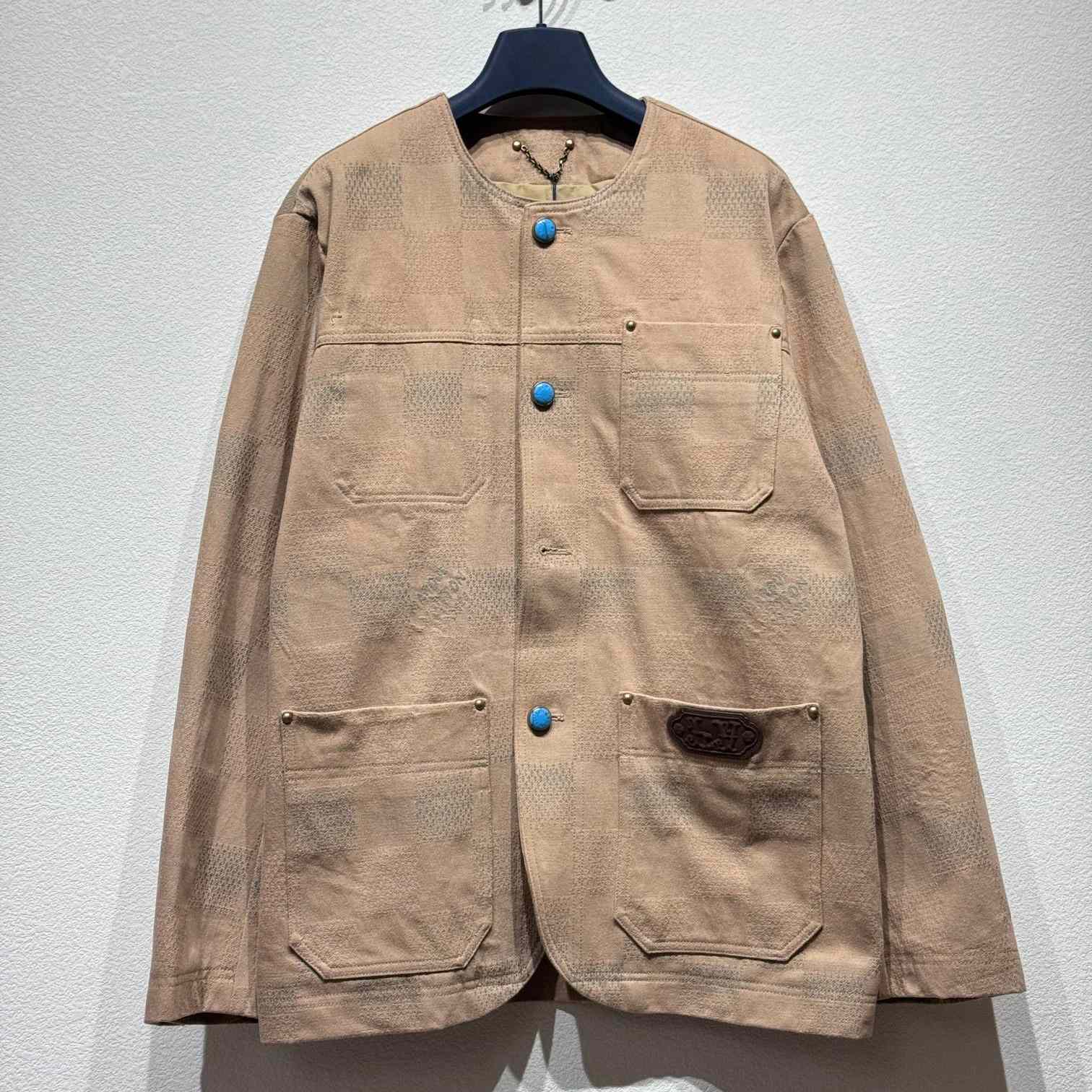 Louis Vuitton Damier Collarless Workwear Cotton Jacket   1AFXPG - DopestKickz